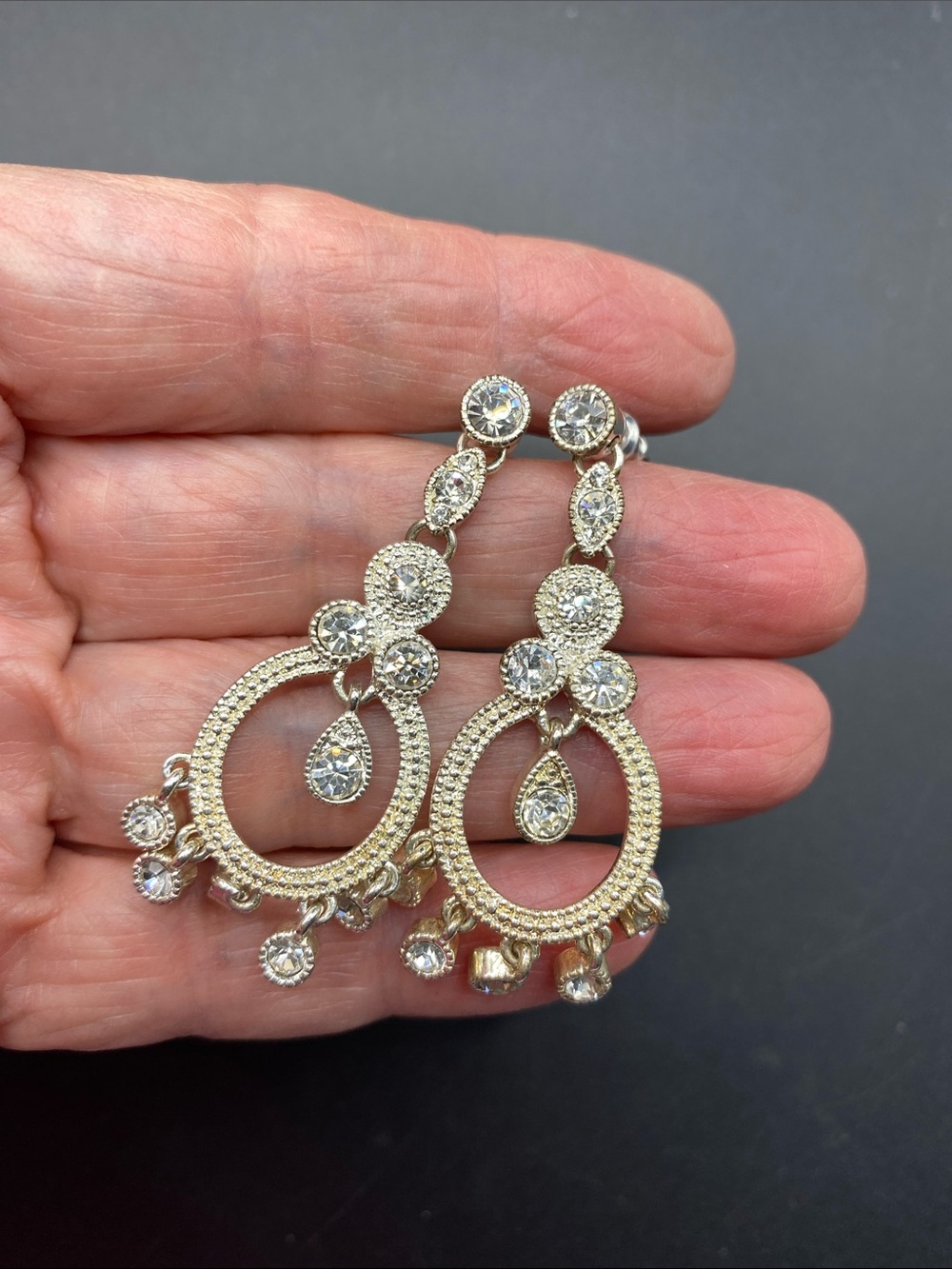 Chandelier Rhinestone Earrings Post Style